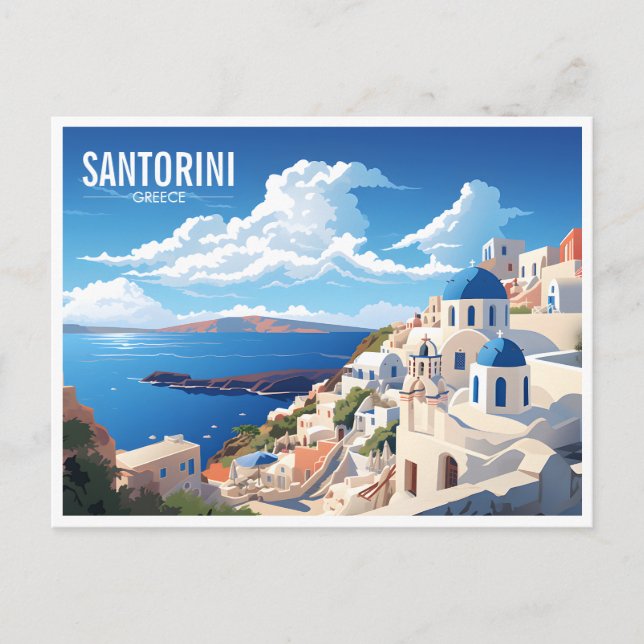 Cartão Postal Ilha Santorini na Grécia (Frente)