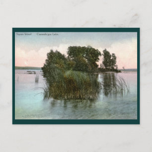 Cartão Postal Ilha Squaw, Lago Canandaigua, NY Vintage