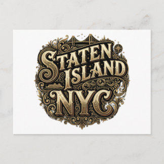 Cartão Postal Ilha Staten Nova York Ponte da Balsa Arte Dourada