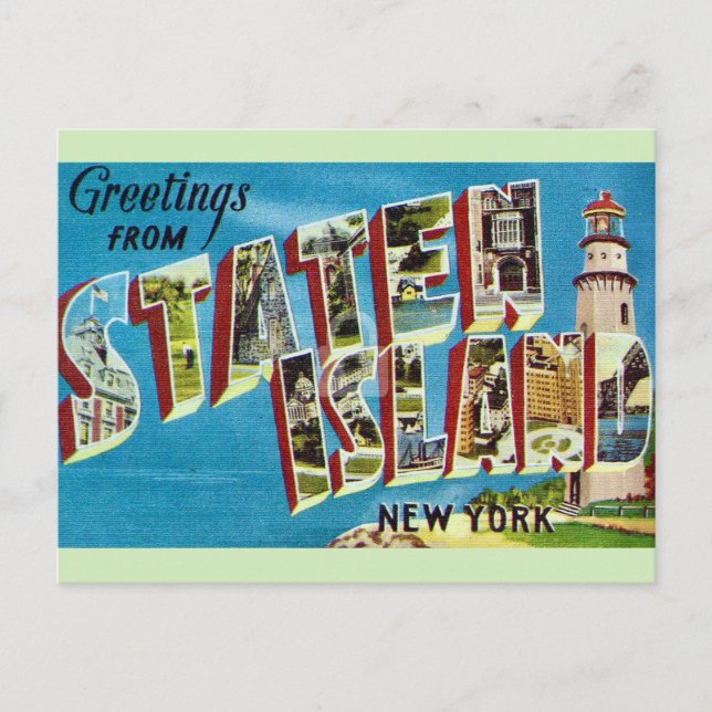 Cartão Postal Ilha Staten Vintage NY  (Frente)