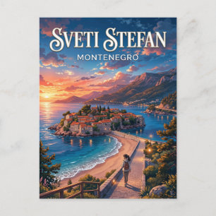 Cartão Postal Ilha Sveti Stefan Montenegro