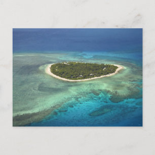 Cartão Postal Ilha Tavarua e recife de coral, Ilhas Mamanuca