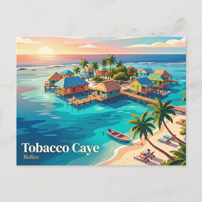 Cartão Postal Ilha Tobacco Caye Belize (Frente)