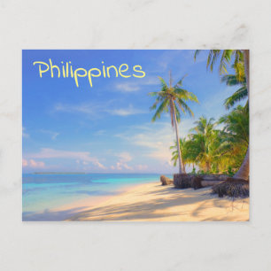 Cartão Postal Ilha Tropical Filipinas Beach Palm Paradise