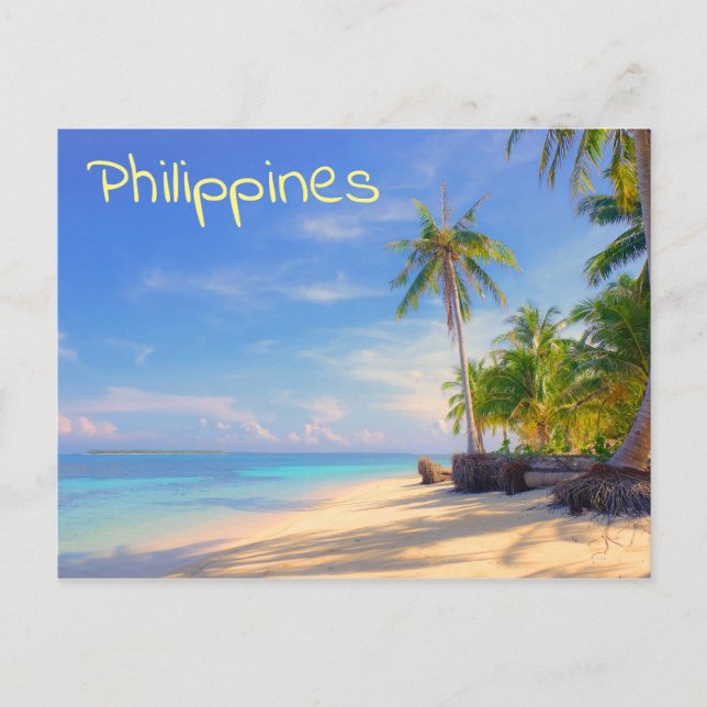 Cartão Postal Ilha Tropical Filipinas Beach Palm Paradise (Frente)