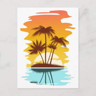 Cartão Postal Ilha Tropical Sunset