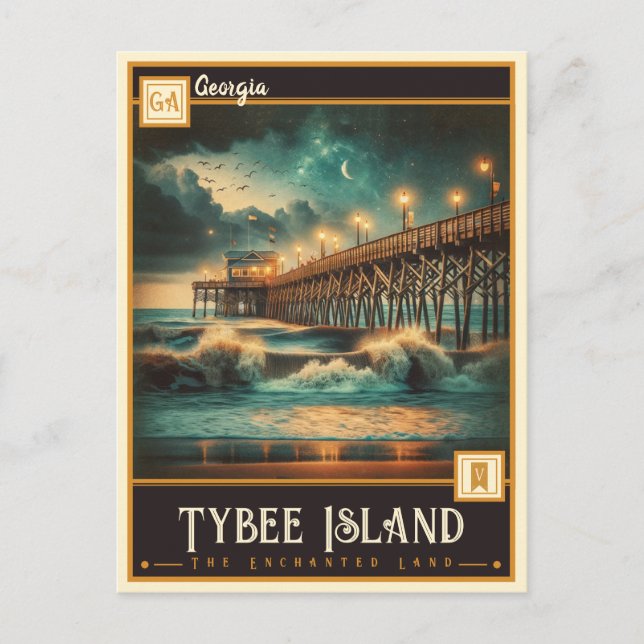Cartão Postal Ilha Tybee, Geórgia | Vintage (Frente)