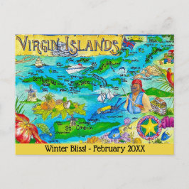Cartão Postal Ilha Virgem Mapa Ilustrado Postal