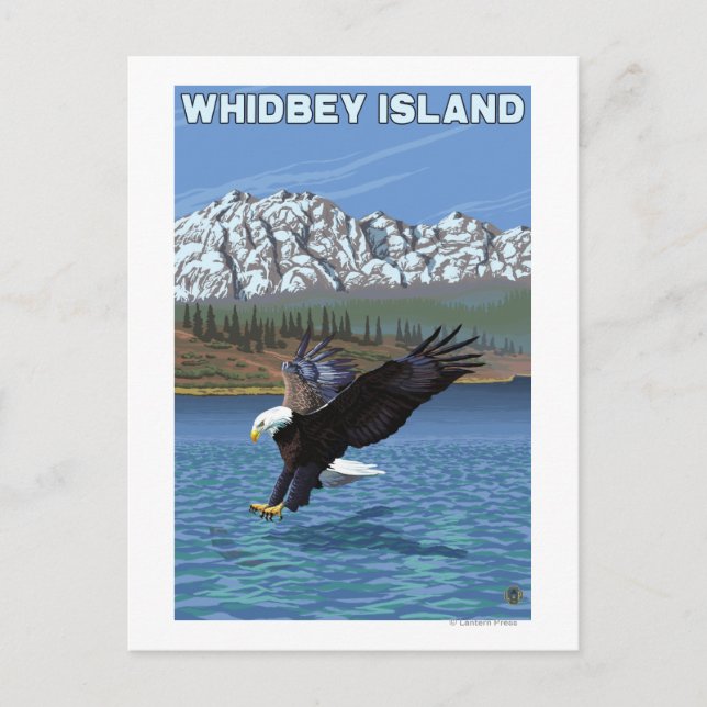 Cartão Postal Ilha Whidbey, WashingtonEagle Fisheries (Frente)