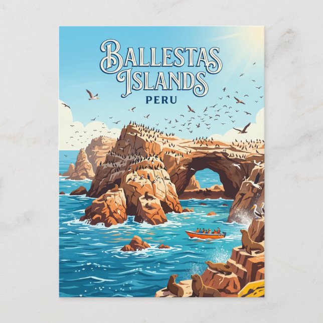 Cartão Postal Ilhas Ballestas Peru (Frente)