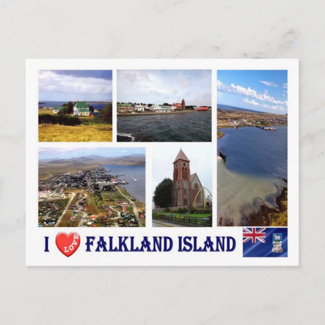 Cartão Postal Ilhas Falkland - I Love - (Frente)