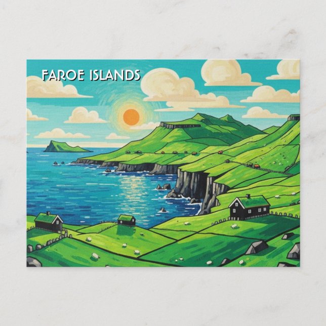 Cartão Postal Ilhas Faroé Viagem Dinamarca (Frente)