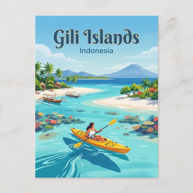 Cartão Postal Ilhas Gili Indonésia (Frente)