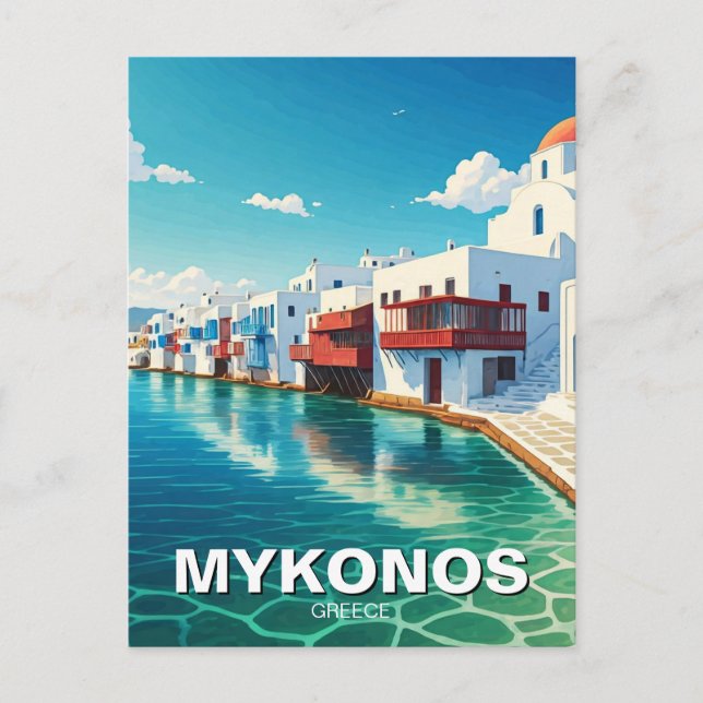 Cartão Postal Ilhas Grécias de Mykonos (Frente)