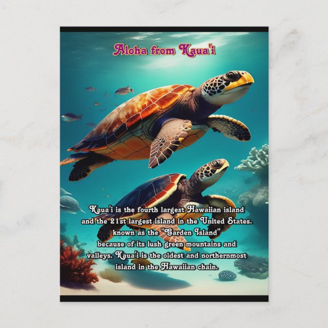 Cartão Postal Ilhas Havaianas Kauai Aloha (Frente)