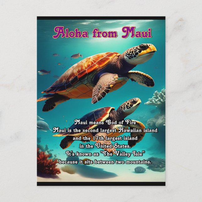 Cartão Postal Ilhas Havaianas Maui Aloha (Frente)