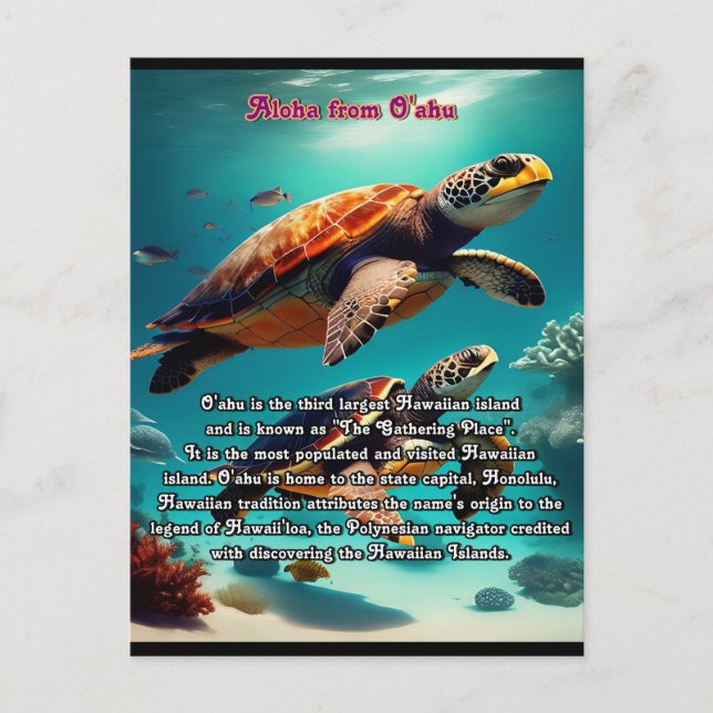 Cartão Postal Ilhas Havaianas Oahu Aloha (Frente)