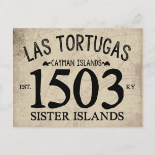 Cartão Postal Ilhas Irmãs Las Tortugas Est. 1503 RÚSTICO
