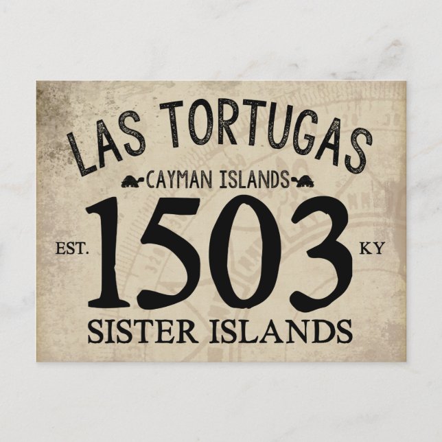 Cartão Postal Ilhas Irmãs Las Tortugas Est. 1503 RÚSTICO (Frente)