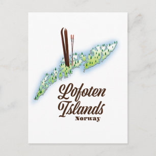 Cartão Postal Ilhas Lofoten, Noruega pôster de esqui.