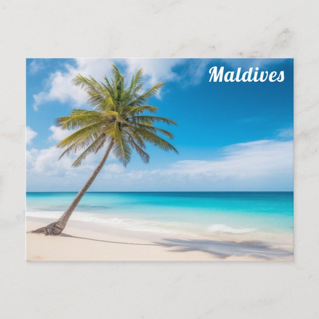 Cartão Postal Ilhas Maldivas Ocean Beach Palm Tree Viagem (Frente)