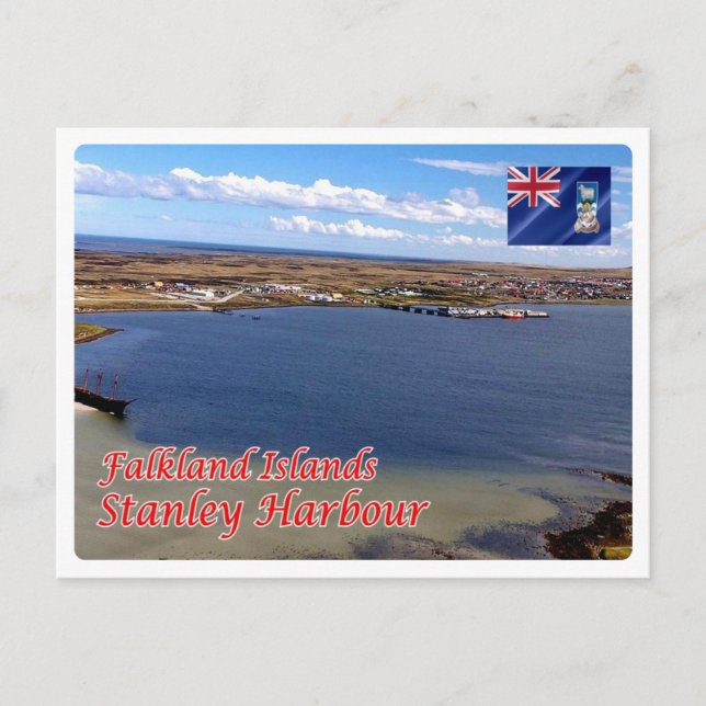Cartão Postal Ilhas Malvinas - Stanley Harbour - (Frente)