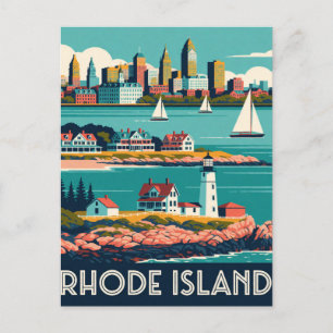Cartão Postal Ilhas Rhode EUA Cidades Costeiras Nova Inglaterra