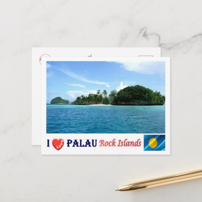 Cartão Postal Ilhas Rock - Eu Amo - Palau - (Frente/Verso In Situ)