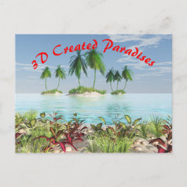 Cartão Postal Ilhas Tropicais de Palm de Praia de Praia 3D