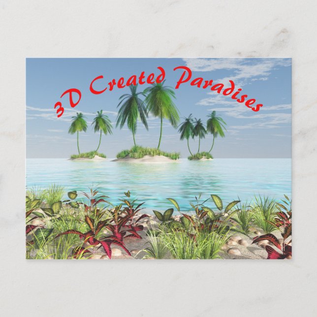 Cartão Postal Ilhas Tropicais de Palm de Praia de Praia 3D (Frente)
