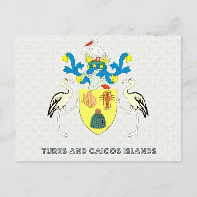 Cartão Postal Ilhas Turcas e Caicos casaco de armas (Frente)