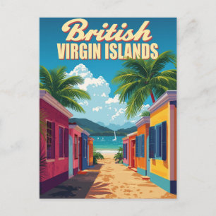 Cartão Postal Ilhas Virgens Britânicas Arte de Viagem Vintage