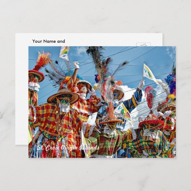 Cartão Postal Ilhas Virgens dos EUA Flag Mocko Jumbies USVI (Frente/Verso)