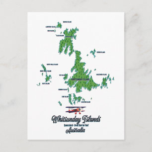 Cartão Postal Ilhas Whitsunday Austrália mapa pôster