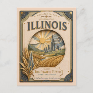 Cartão Postal Ilinois Papel Cortado Vintage Arcana Americana