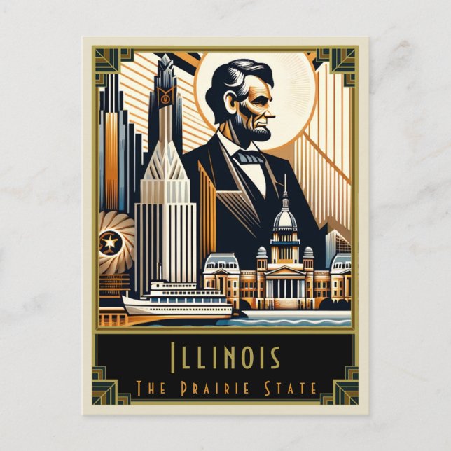 Cartão Postal Illinois | Art Deco (Frente)