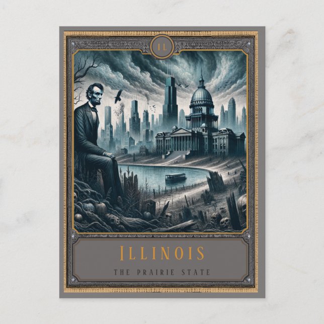 Cartão Postal Illinois | Cartão-postal de arte gótica (Frente)