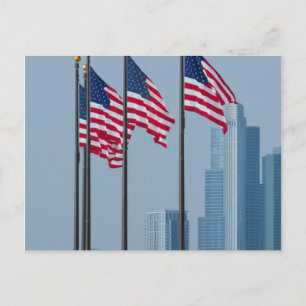 Cartão Postal Illinois, Chicago. Navy Pier, bandeiras dos EUA ha