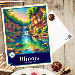 Cartão Postal Illinois | Postcard em estilo anime com sombreamen