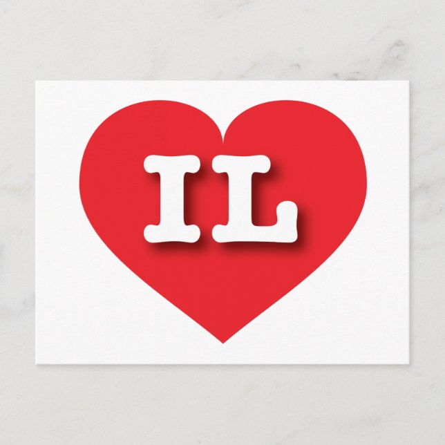 Cartão Postal Illinois Red Heart - Eu amo IL (Frente)