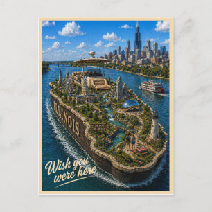 Cartão Postal Illinois Wish You Were Here Série Estadual