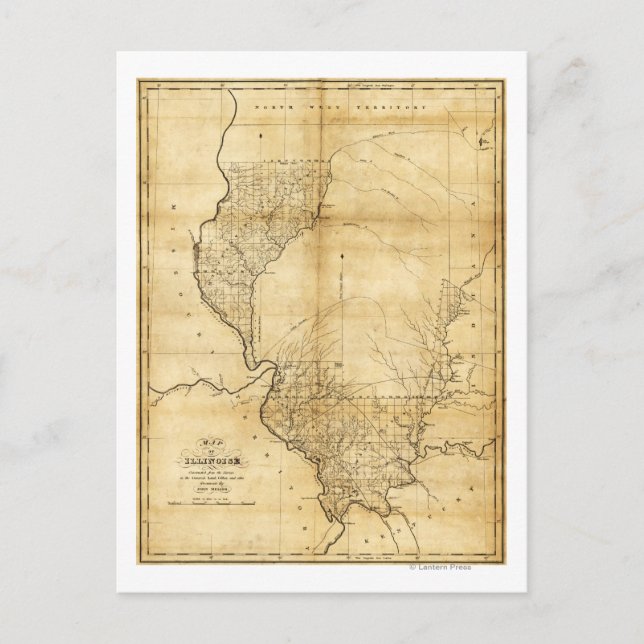 Cartão Postal IllinoisMapaPanorâmicoIllinois (Frente)