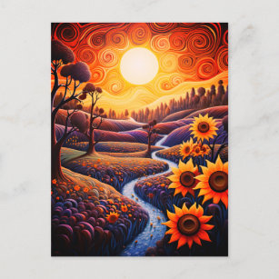 Cartão Postal Illustração da natureza do Abstrato sunrise