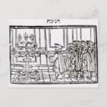 Cartão Postal Iluminação da Menorah<br><div class="desc">A Escola Judaica Iluminando o Menorah (corte de madeira) localizado em uma Coleção Privada.</div>