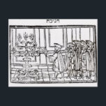 Cartão Postal Iluminação da Menorah<br><div class="desc">A Escola Judaica Iluminando o Menorah (corte de madeira) localizado em uma Coleção Privada.</div>