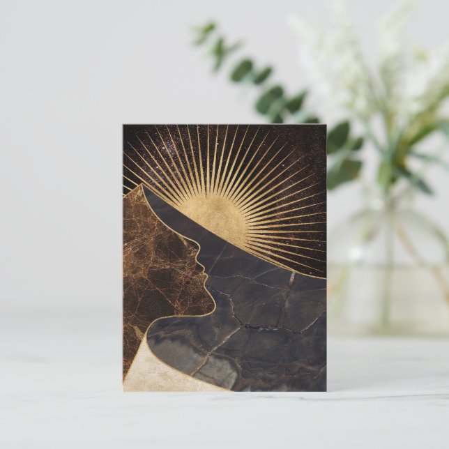 Cartão Postal Ilusão da ouro com Texturas Sun e Marble (Em pé/Frente)