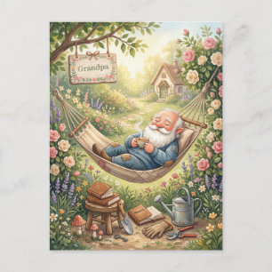 Cartão Postal Ilustração Aconchegante em Aquarela de um Gnomo Do