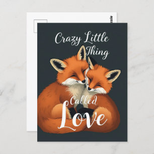 Cartão Postal Ilustração Adorável do Casal Fox Love