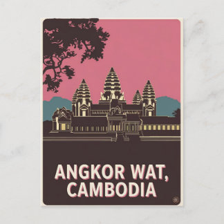 Cartão Postal Ilustração Angkor Wat Camboja