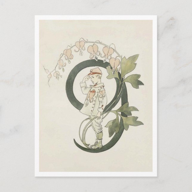 Cartão Postal Ilustração Antiga Ottilia Adelborg Número Floral - (Frente)